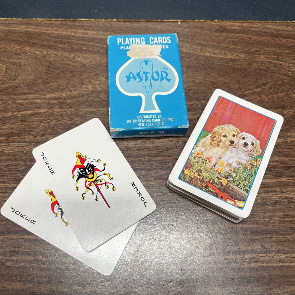 Vintage Astor Playing Cards Cocker Spaniel Puppy Dog Complete 52 Deck & 2 Jokers
